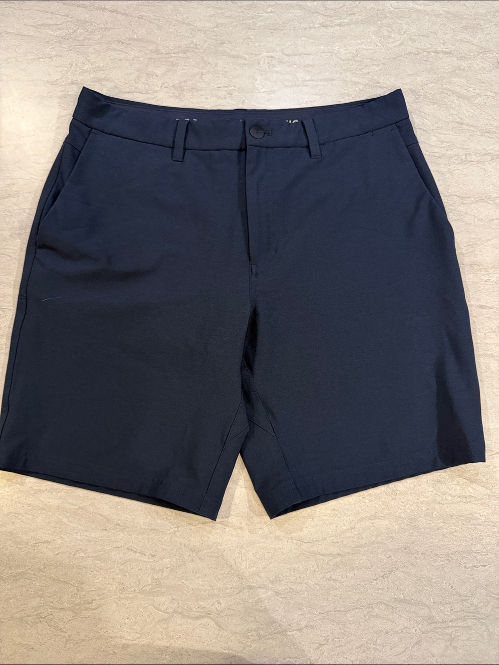 Perry Ellis Navy Flat-Front Stretch Shorts